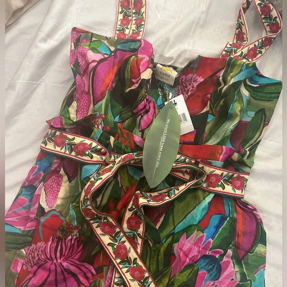 Farm Rio Jardin De Reve Floral Tie-Waist Romper - Picture 4 of 4